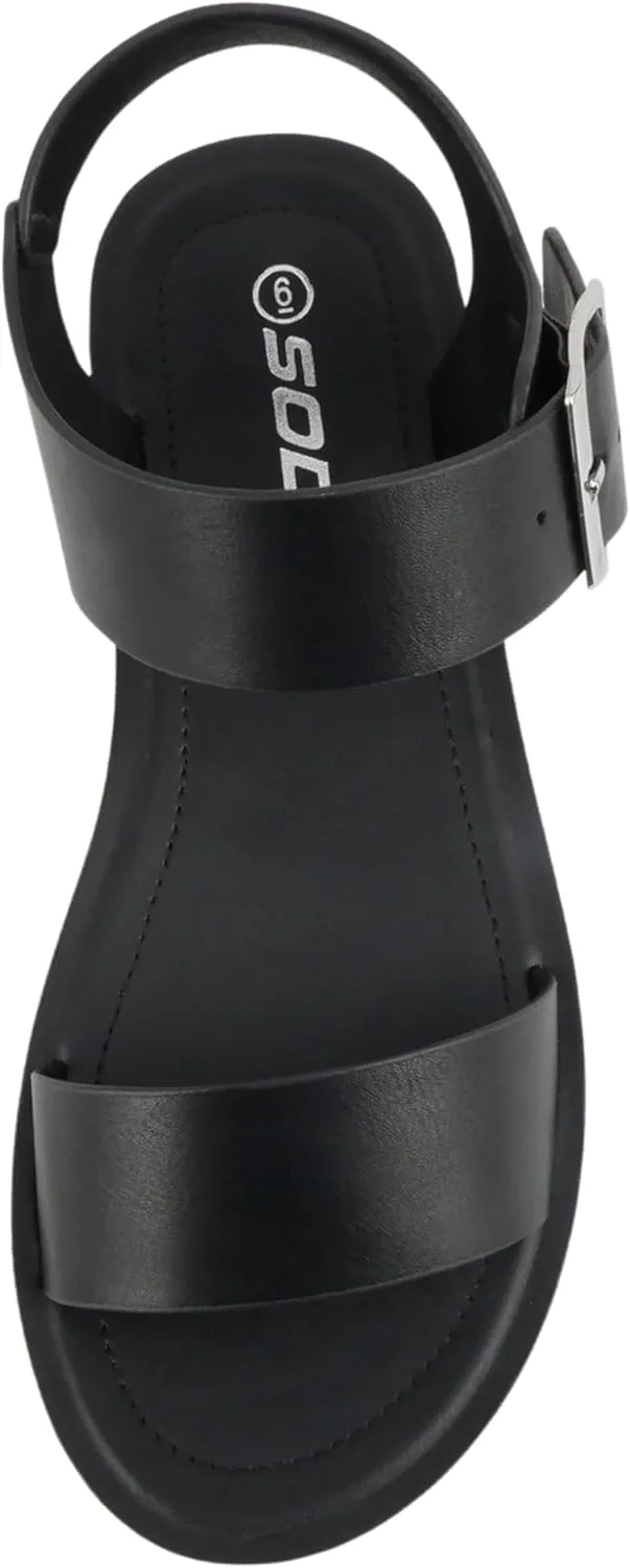 Soda Papaya ~ Women Open Toe Multi-Strap Flatform Sandals