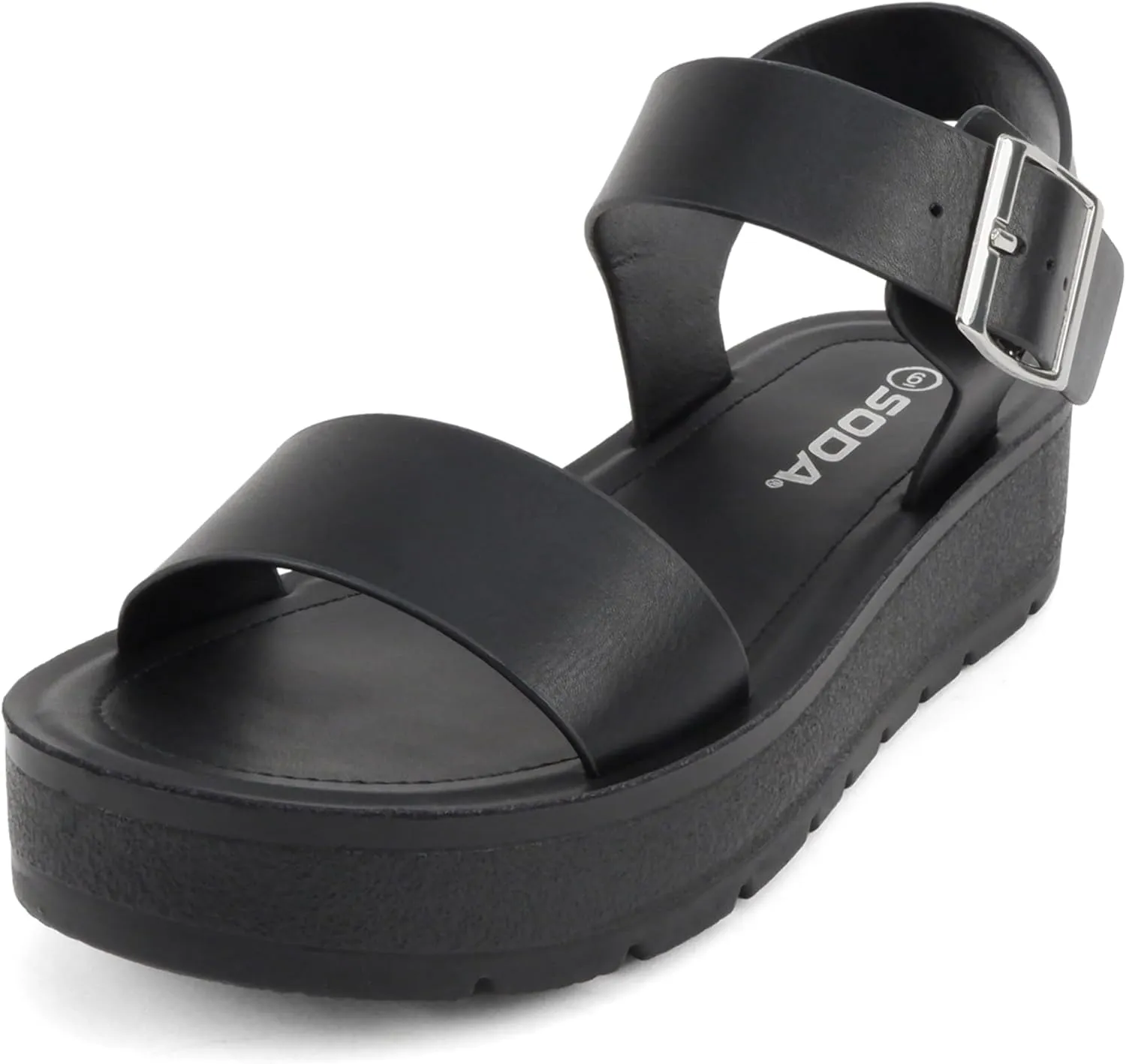 Soda Papaya ~ Women Open Toe Multi-Strap Flatform Sandals