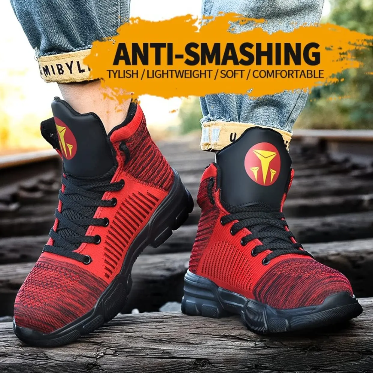 Steel Toe Shoes for Men Fashion Lightweight High Top Steeltoe Safety Work Shoes Industrial Construction Outdoor Boot