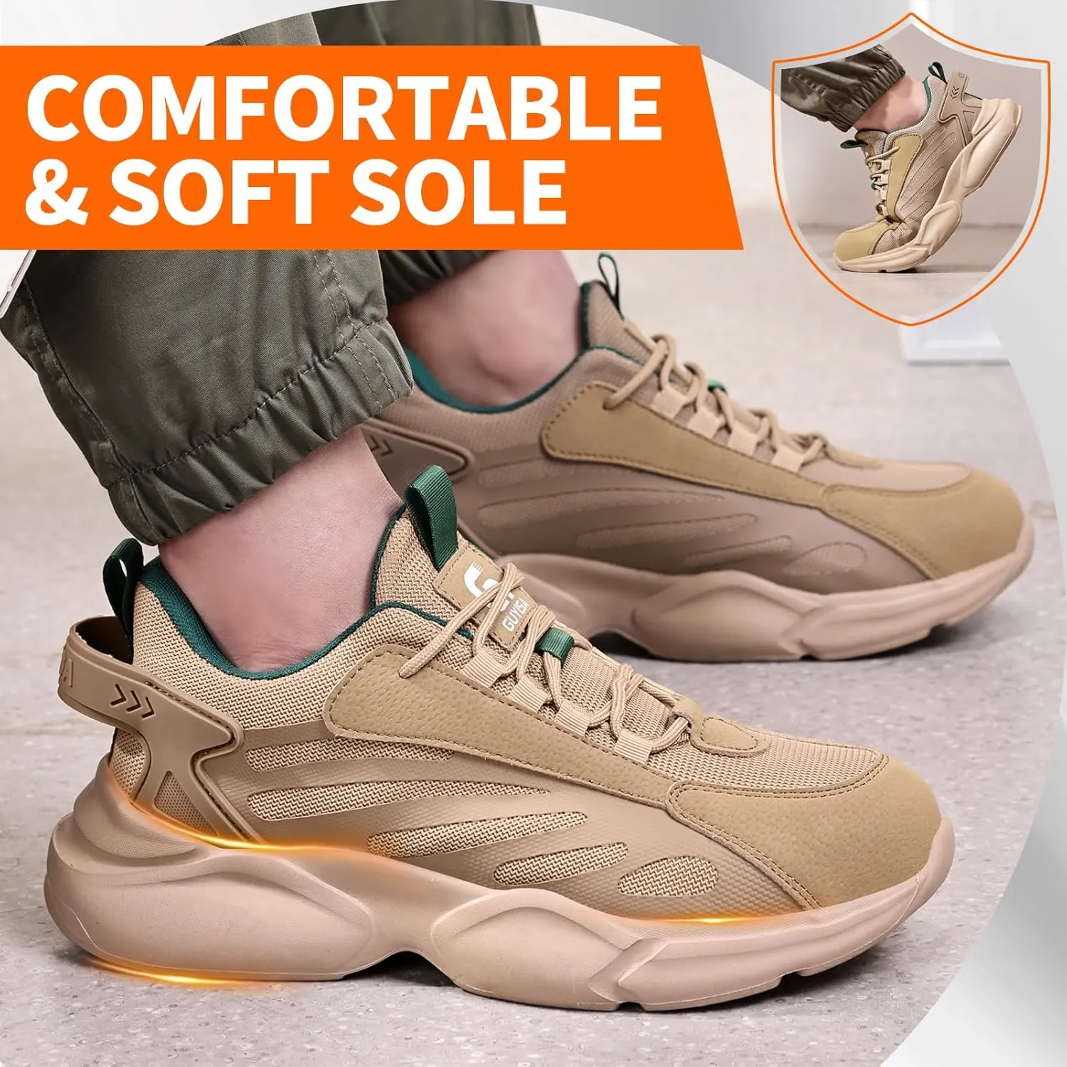 Steel Toe Shoes for Men Lightweight Work Shoes Construction Industrial Work Tennis Shoes Safety Shoes Comfortable Steel Toe Sneakers for Men Women