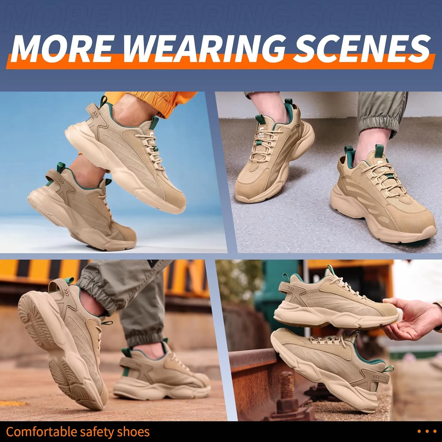 Steel Toe Shoes for Men Lightweight Work Shoes Construction Industrial Work Tennis Shoes Safety Shoes Comfortable Steel Toe Sneakers for Men Women