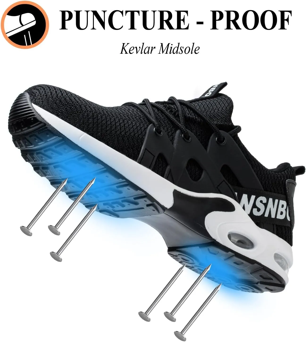 Steel Toe Shoes for Women Indestructible Safety Work Shoes Air Cushion Lightweight Breathable Utility Sneakers Puncture Proof Slip Resistant Composite Toe Footwear