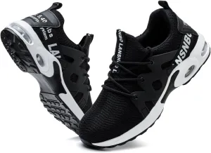 Steel Toe Shoes for Women Indestructible Safety Work Shoes Air Cushion Lightweight Breathable Utility Sneakers Puncture Proof Slip Resistant Composite Toe Footwear