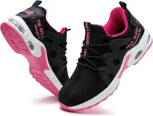 Steel Toe Shoes for Women Indestructible Safety Work Shoes Air Cushion Lightweight Breathable Utility Sneakers Puncture Proof Slip Resistant Composite Toe Footwear