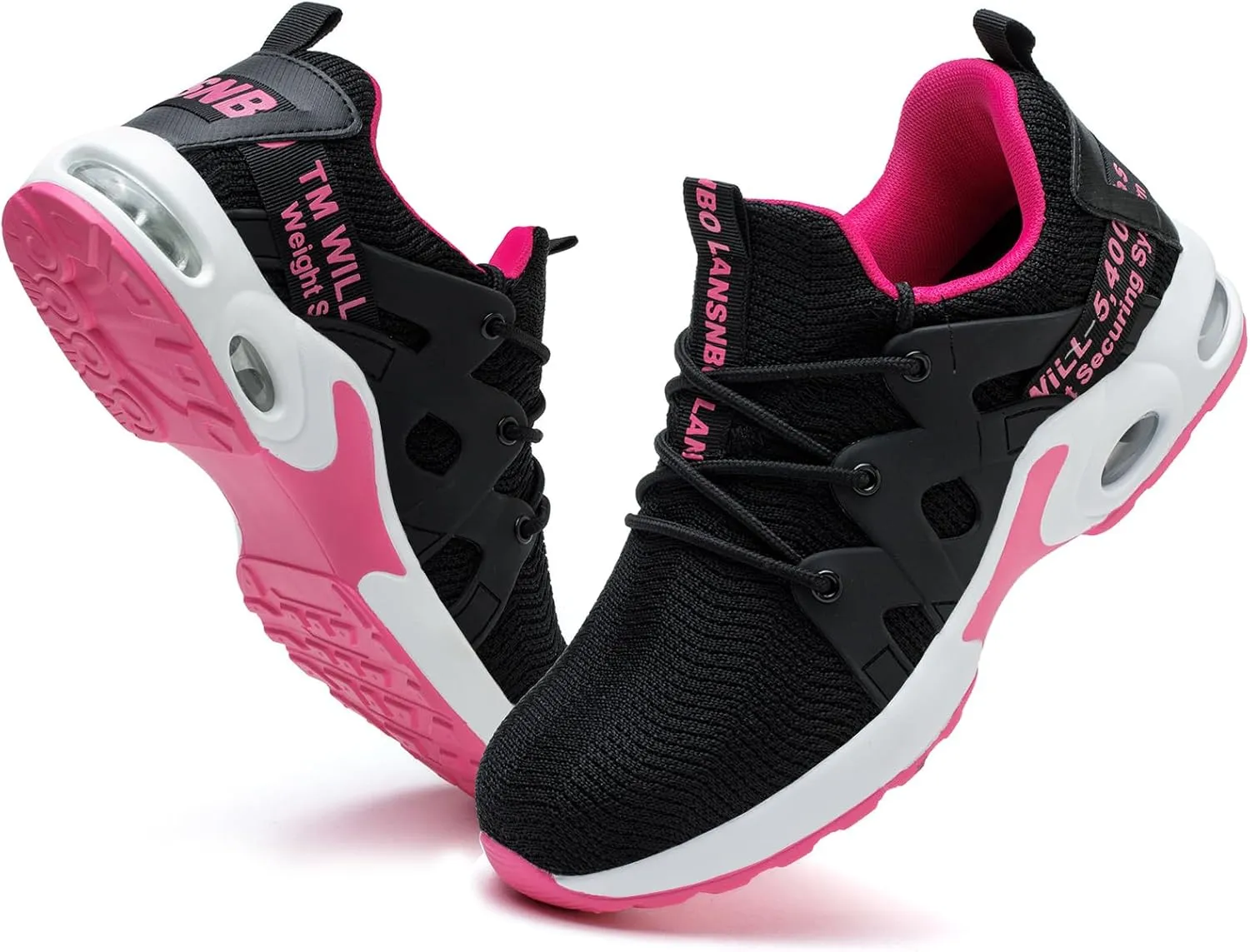 Steel Toe Shoes for Women Indestructible Safety Work Shoes Air Cushion Lightweight Breathable Utility Sneakers Puncture Proof Slip Resistant Composite Toe Footwear