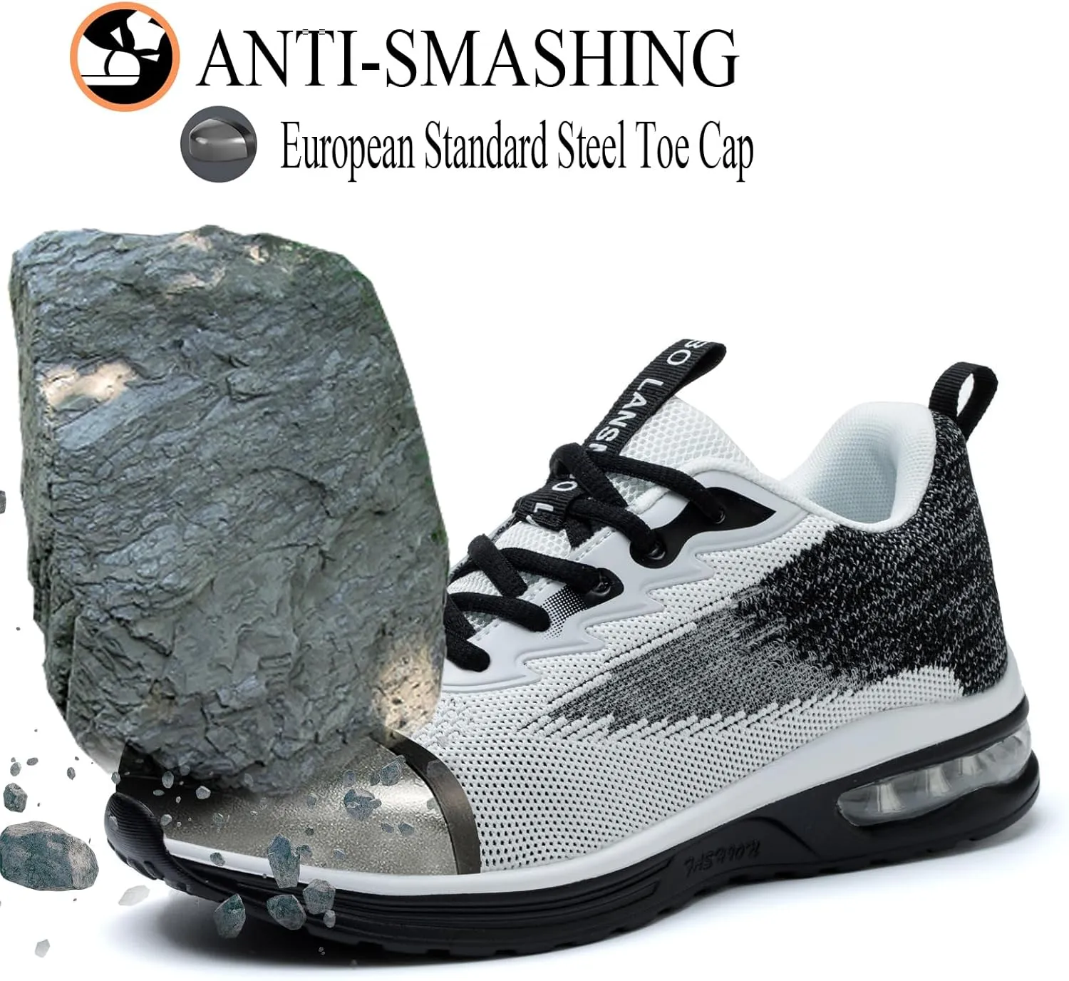 Steel Toe Shoes for Women Lightweight Breathable Safety Work Sneakers Non Slip Puncture Proof Utility Slip On Footwear for Industrial Construction