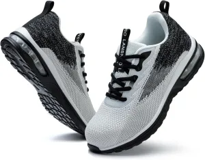Steel Toe Shoes for Women Lightweight Breathable Safety Work Sneakers Non Slip Puncture Proof Utility Slip On Footwear for Industrial Construction