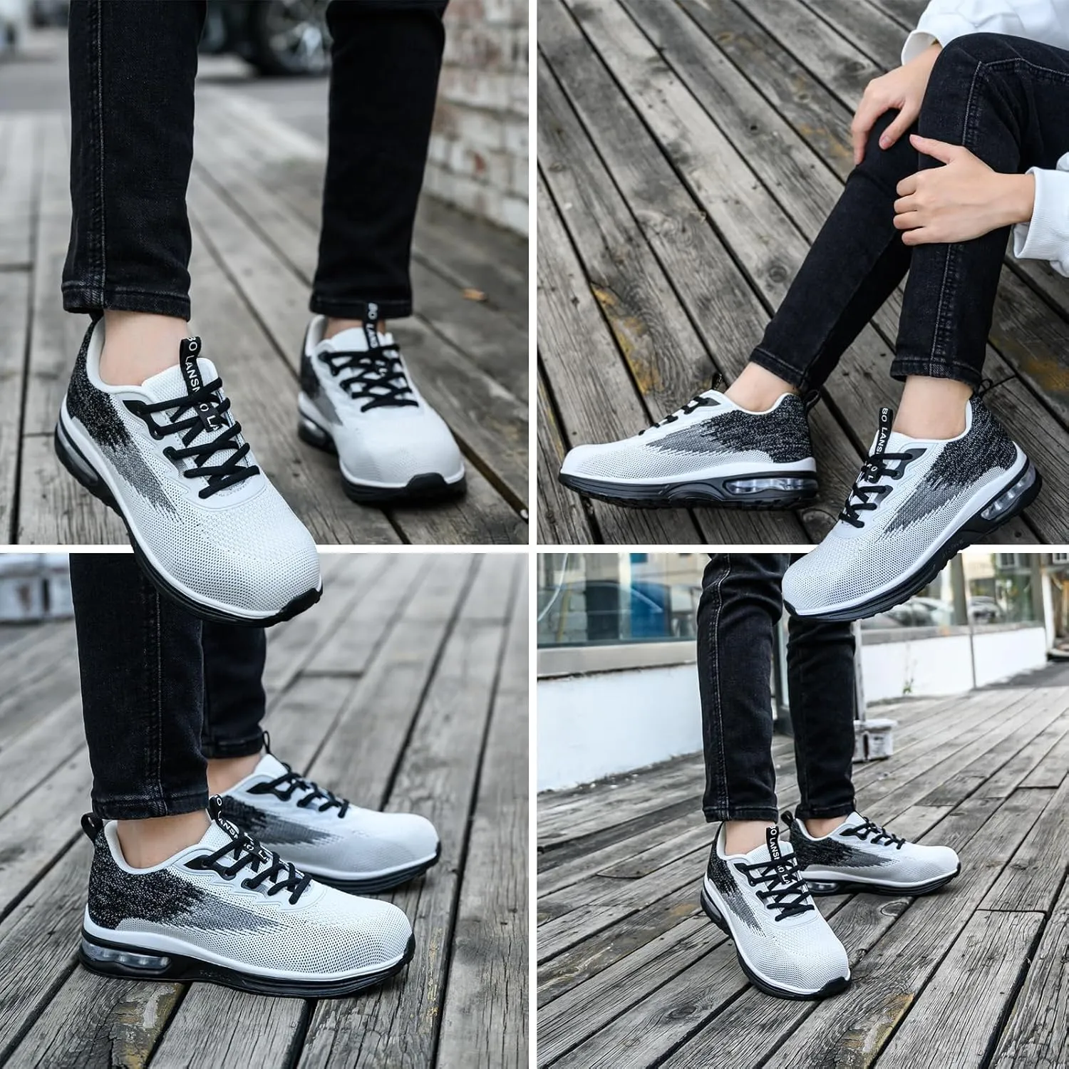 Steel Toe Shoes for Women Lightweight Breathable Safety Work Sneakers Non Slip Puncture Proof Utility Slip On Footwear for Industrial Construction