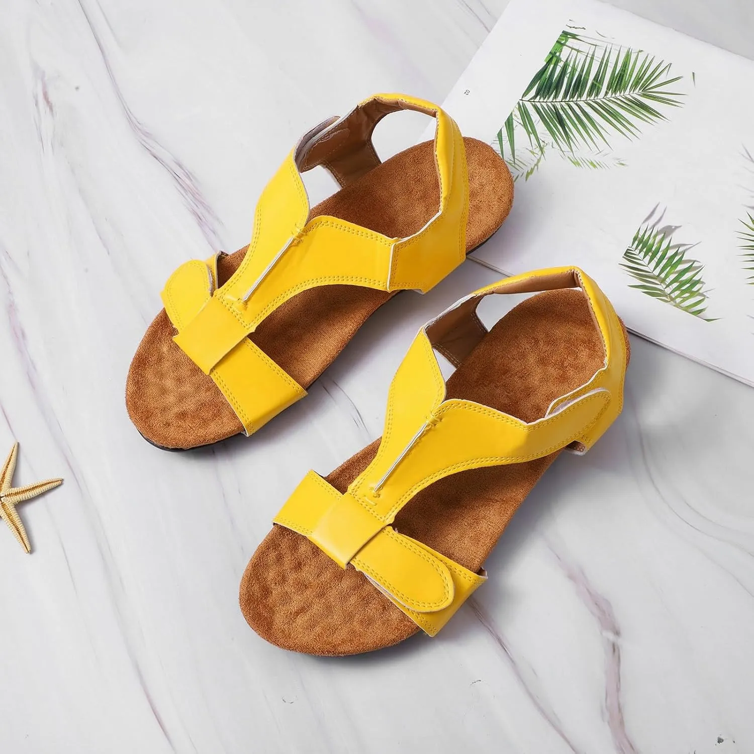 Summer Casual Sandals Women Flat Elastic Slip On Rhinestone Comfortable Walking Shoes Arch Support Orthopedic Open Toe Beach Flip Flops