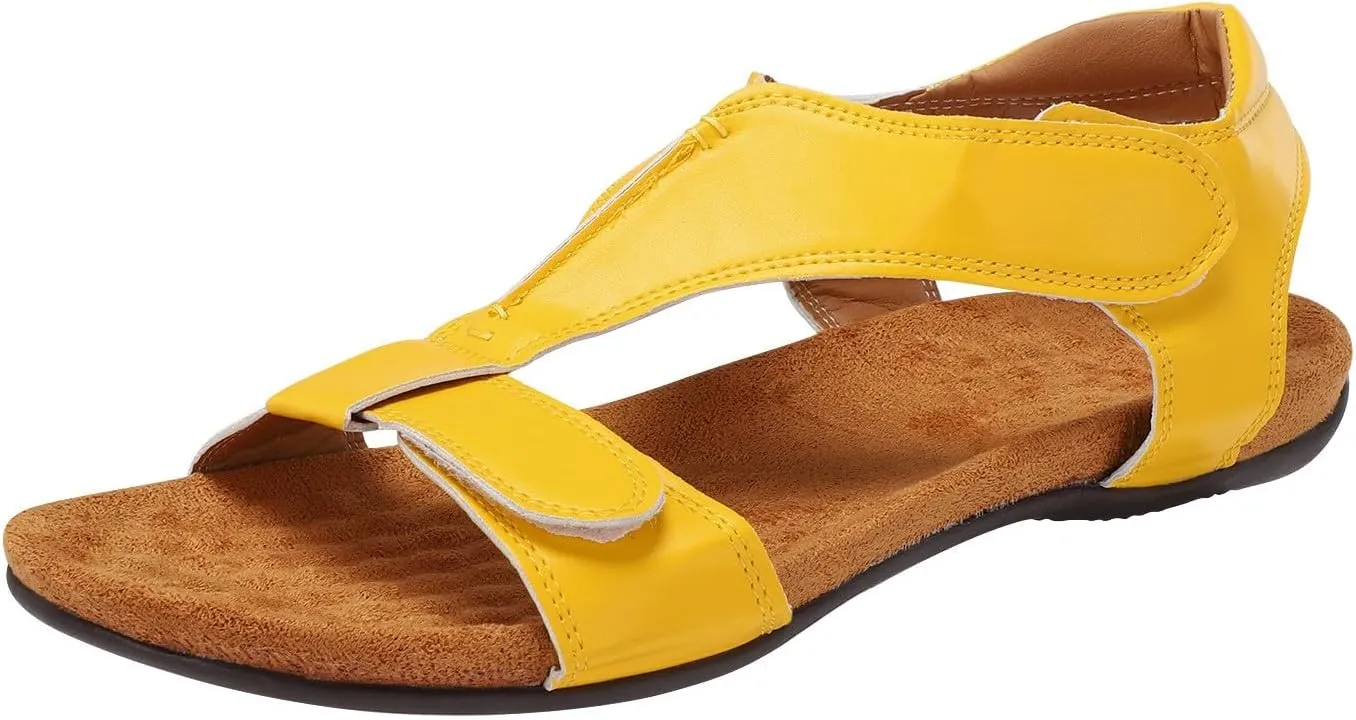 Summer Casual Sandals Women Flat Elastic Slip On Rhinestone Comfortable Walking Shoes Arch Support Orthopedic Open Toe Beach Flip Flops