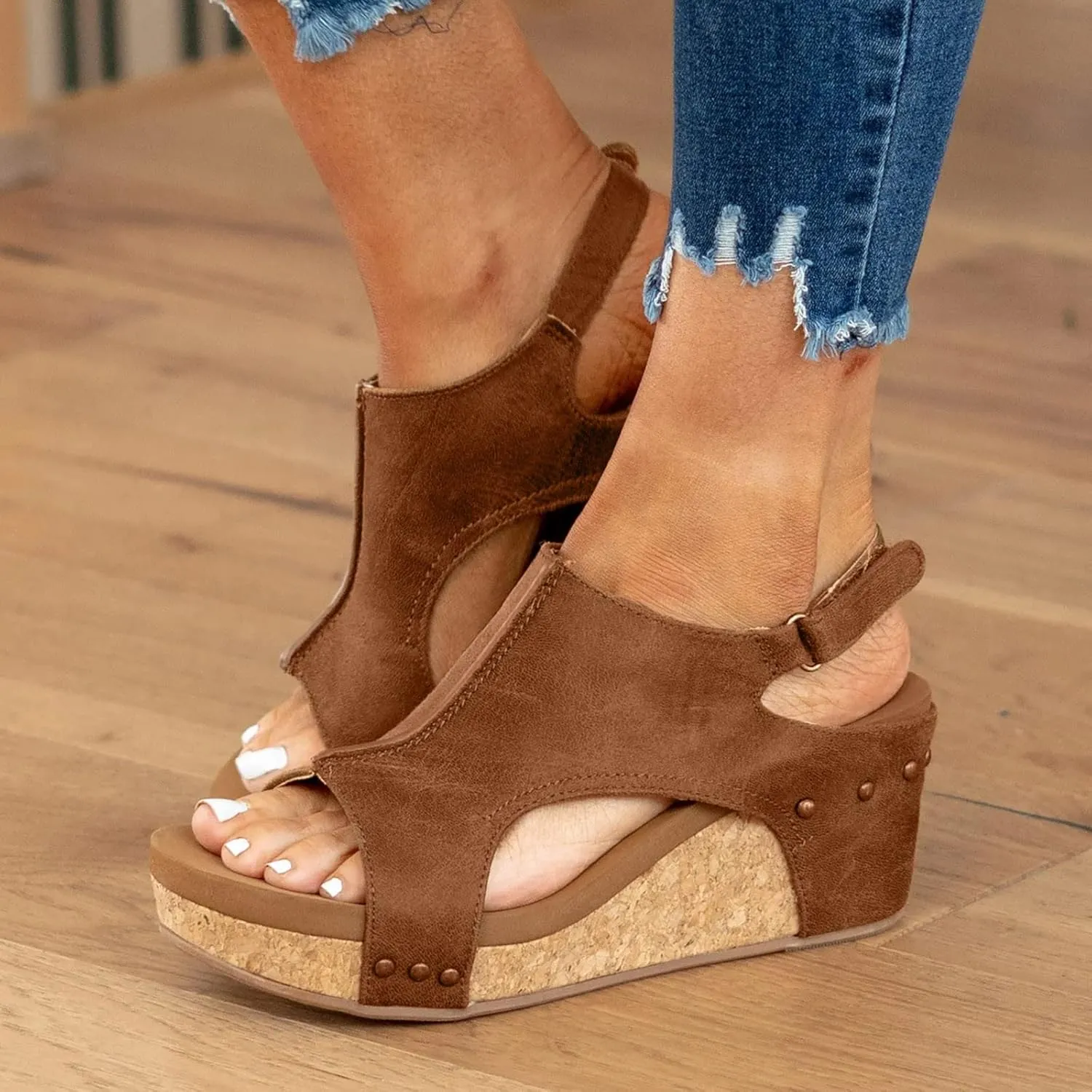 Summer Sandals for Women 2025 Trendy Dressy Platform Wedge Sandals Women's Open Toe Buckle Ankle Strap Wedges Sandal Ladies Comfortable Low Heel Shoes Wedding Party Dress Shoe