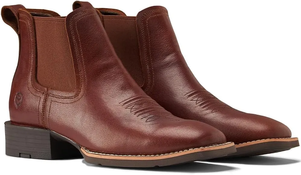 SUREWAY Mens Western Chelsea Cowboy Boots for Men Square Toe,Rugged Slip-On Work/Casual/Dress Boots for Men,Comfort Slip Resistant Ankle Leather Boots