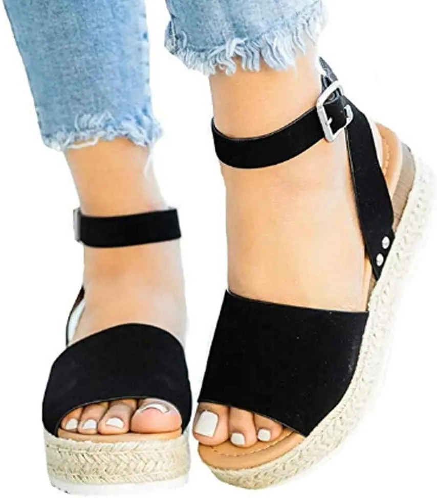 Wedge Sandals for Women Comfortable 2025 Dressy Platform Espadrilles Casual Ankle Strap Sandals Summer Beach Shoes