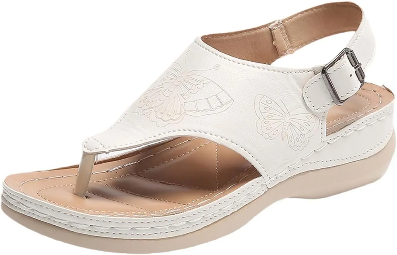 Womens Sandals Summer 2025 Comfortable Sandals Arch Support Wedge Flip Flops Wide Width Sandal Summer Beach Platform Slip-on Orthopedic Shoes Casual Dressy Wear 2025