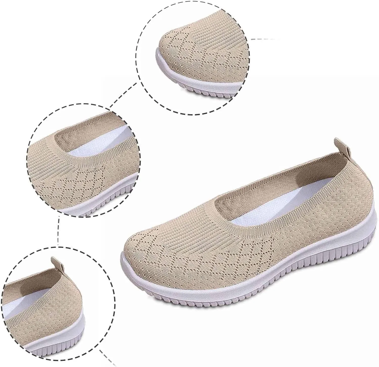Women's Slip On Comfy Walking Shoes,Lightweight Breathe Mesh Orthotic Cushion Softsole Nursing Sneakers Flip Flops