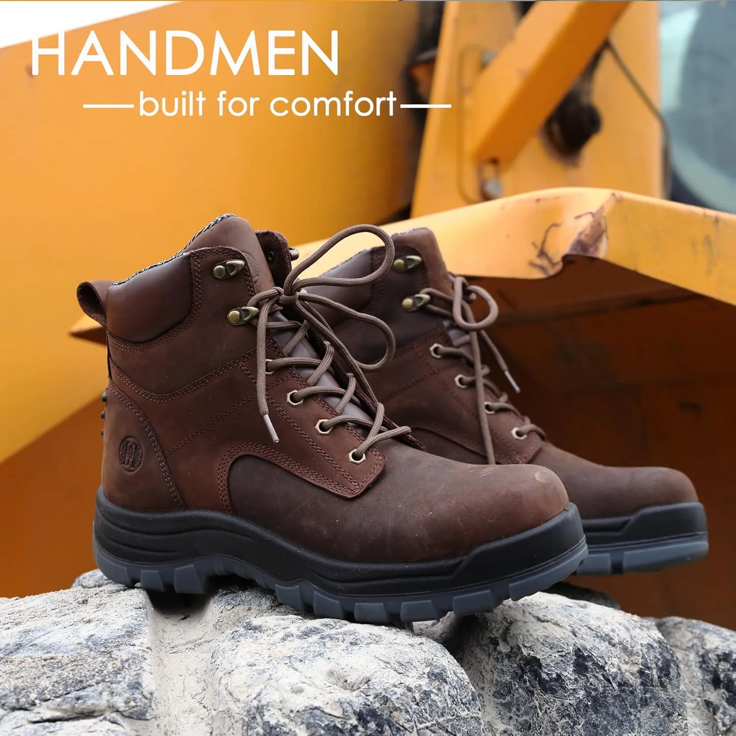 Work Boots for Men, 6" Composite Toe Waterproof Mens Work Boots, Non-Slip Puncture-Proof Safety Anti-Static Working Shoes 81N01