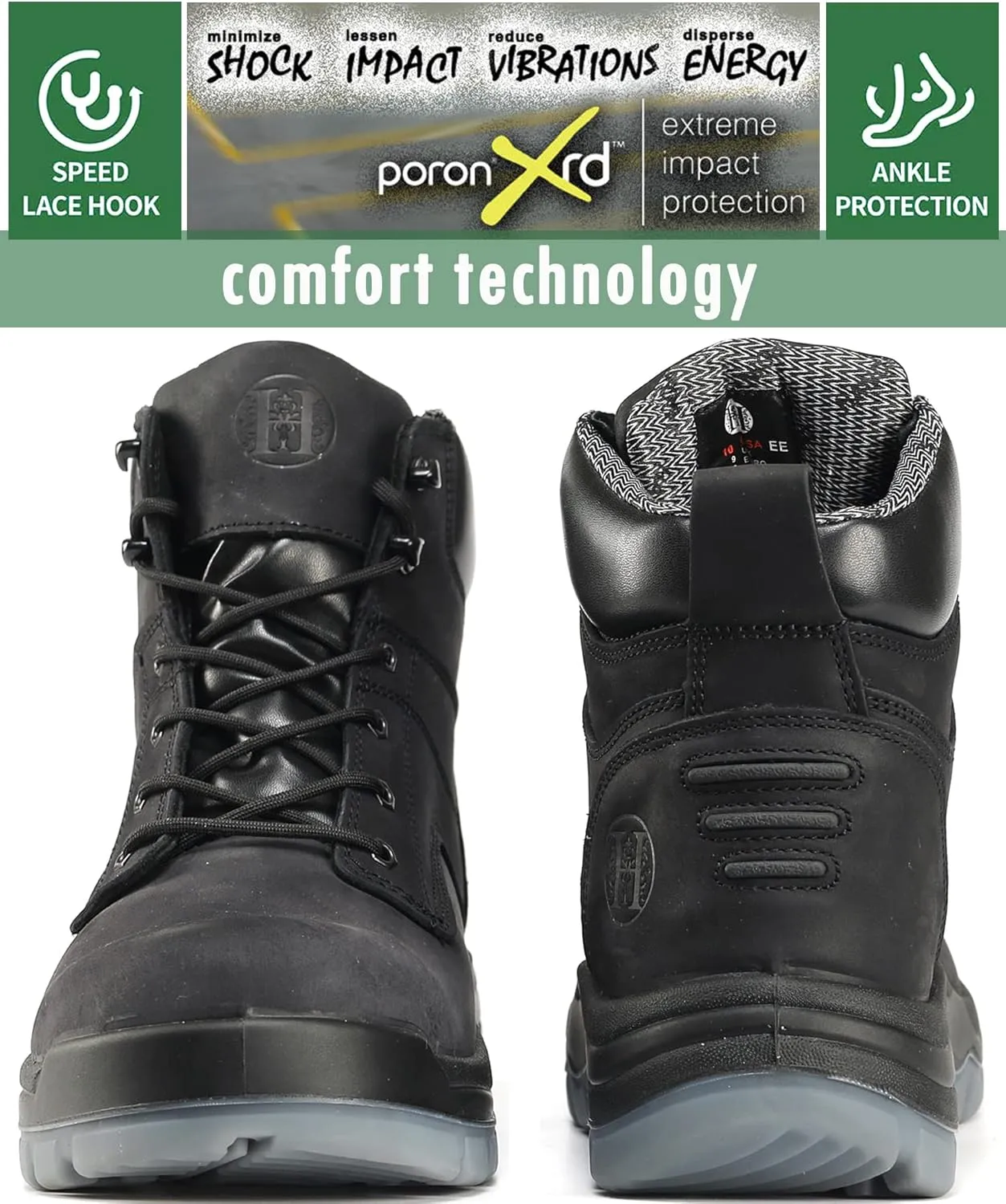 Work Boots for Men, 6" Composite Toe Waterproof Mens Work Boots, Non-Slip Puncture-Proof Safety Anti-Static Working Shoes 81N01