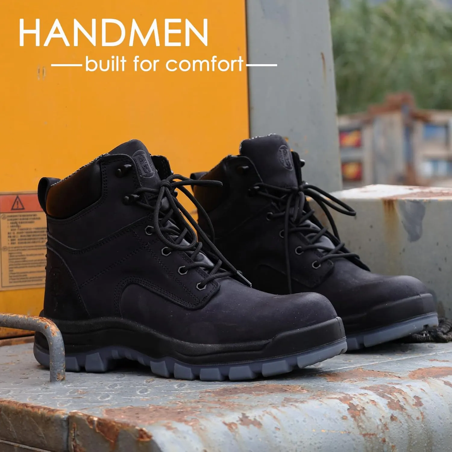Work Boots for Men, 6" Composite Toe Waterproof Mens Work Boots, Non-Slip Puncture-Proof Safety Anti-Static Working Shoes 81N01